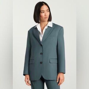 Everlane The 80s Italian Wool Blend Blazer in Dusty Blue Size 0 - Fair Condition